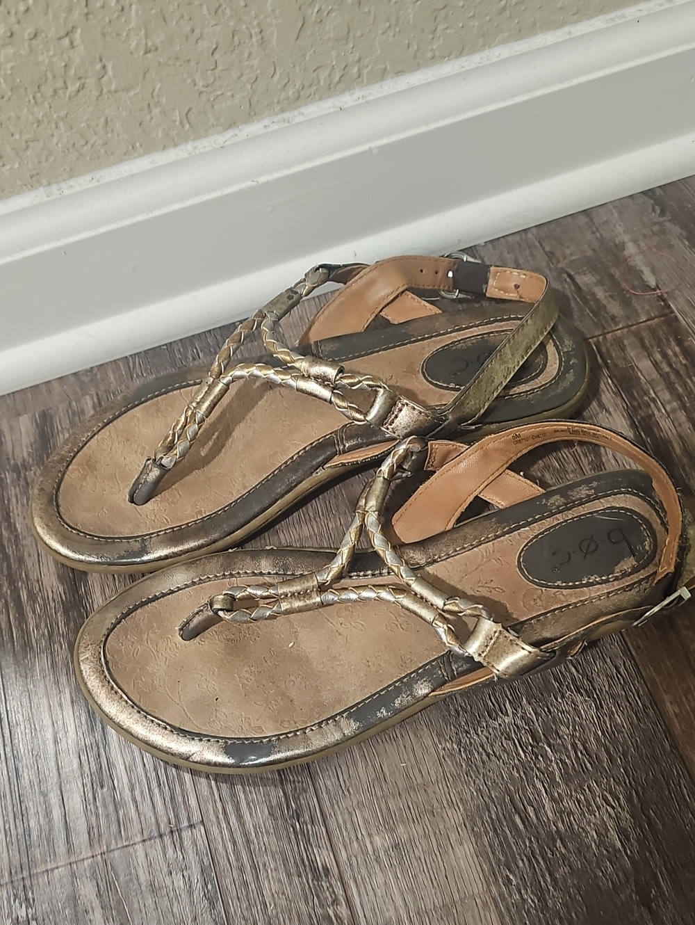Boc Gold Metallic Braided Sandal